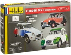 Heller maketa-miniatura Citroën 2CV z različnimi dekoracijami (Cocori Cocorico,Spot,Caban) • maketa-miniatura 1:24 starodobni avtomobili • Level 3