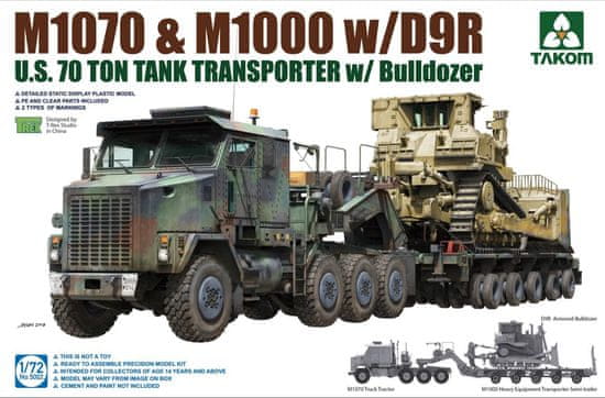 Takom maketa-miniatura U.S. M1070 M1000 w-D9R 70 Ton Tank • maketa-miniatura 1:72 tovornjaki • Level 4
