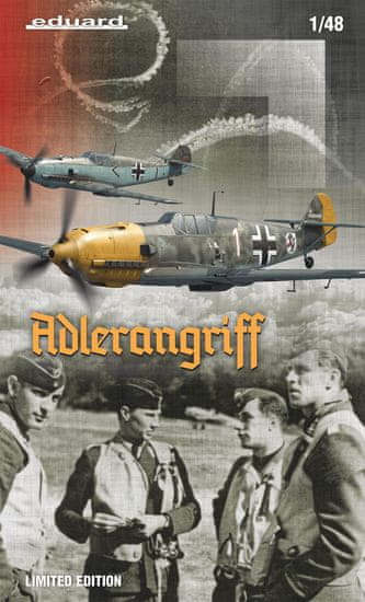 EDUARD maketa-miniatura ADLERANGRIFF Messerschmitt Bf 109 E (Dual Combo) Limited Edition • maketa-miniatura 1:48 starodobna letala • Level 4