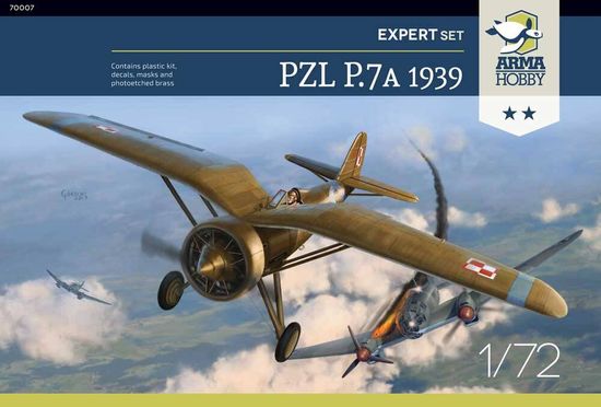 ARMA Hobby maketa-miniatura PZL P.7a Expert Set 1939 • maketa-miniatura 1:72 starodobna letala • Level 4