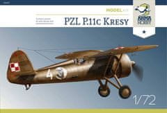 ARMA Hobby maketa-miniatura PZL P.11c Kresy • maketa-miniatura 1:72 starodobna letala • Level 3