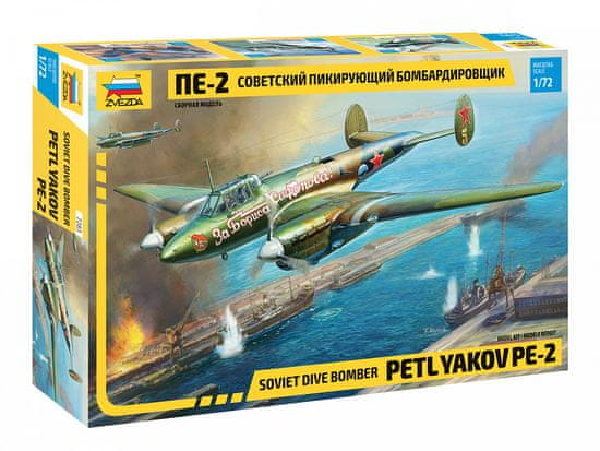 Zvezda maketa-miniatura Sovjetski bombnik Petlyakov PE-2 • maketa-miniatura 1:72 starodobna letala • Level 3