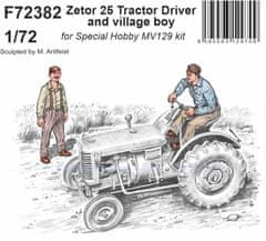 CMK maketa-miniatura Zetor 25 Traktorist in vaški fant • maketa-miniatura 1:72 figure • Level 4