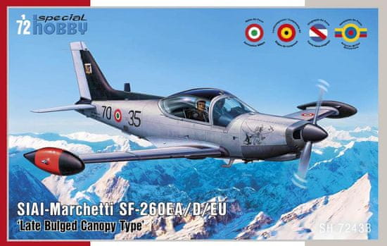Special Hobby maketa-miniatura SIAI Marchetti SF-260EA 'Late Bulged Canopy Type' • maketa-miniatura 1:72 novodobna letala • Level 4