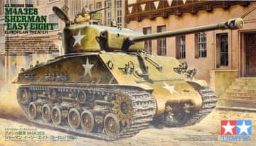 Tamiya maketa-miniatura Ameriški srednji tank M4A3E8 Sherman "Easy Eight" (evropski teater) • maketa-miniatura 1:35 tanki in oklepniki • Level 4