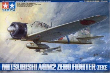 Tamiya maketa-miniatura Mitsubishi A6M2 Zero Fighter (Zeke) • maketa-miniatura 1:48 starodobna letala • Level 3