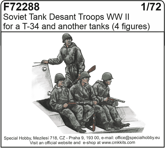 Special Hobby maketa-miniatura Soviet Tank Desant Troops WWII (4fig.) • maketa-miniatura 1:72 figure • Level 4