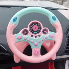 JOJOY® Volan za otroke, Volan z zvokom in lučmi, Igrače za potovanje (Roza) + Dodatek za WHEELPLAY | WHEELPINKKEY