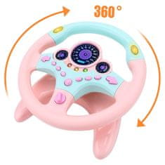 JOJOY® Volan za otroke, Volan z zvokom in lučmi, Igrače za potovanje (Roza) + Dodatek za WHEELPLAY | WHEELPINKKEY