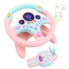 JOJOY® Volan za otroke, Volan z zvokom in lučmi, Igrače za potovanje (Roza) + Dodatek za WHEELPLAY | WHEELPINKKEY