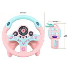 JOJOY® Volan za otroke, Volan z zvokom in lučmi, Igrače za potovanje (Roza) + Dodatek za WHEELPLAY | WHEELPINKKEY