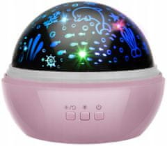 Kruzzel USB LED RGB projektor nočna lučka – menjava projekcij roza
