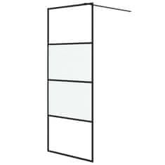 Vidaxl Pregrada za tuš črna 80x195 cm delno motno ESG steklo