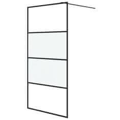 Vidaxl Pregrada za tuš črna 100x195 cm delno motno ESG steklo