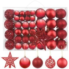 Malatec Komplet rdečih božičnih kroglic 100 kosov + zvezda