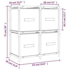 Vidaxl Omara s 4 košarami iz blaga krem 63x30x71 cm jeklo
