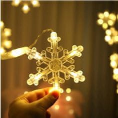 Malatec Novoletne lučke svetlobna zavesa 138 LED toplo bela 8 funkcij snežinke 31V
