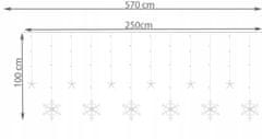 Malatec Novoletne lučke svetlobna zavesa 138 LED toplo bela 8 funkcij snežinke 31V