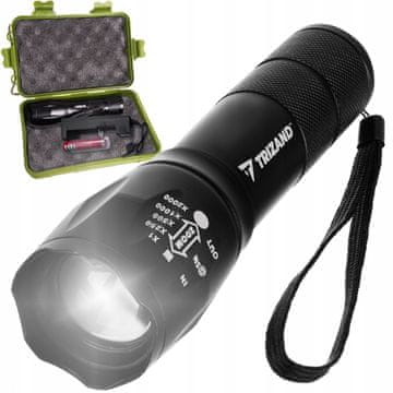 Malatec Alu. akumulatorska ročna svetilka CREE LED T6 USB 300m črna