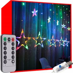 Malatec Novoletne lučke svetlobna zavesa 138 LED RGB 8 funkcij USB zvezdice