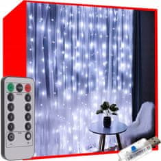 Malatec Novoletne lučke svetlobna zavesa 300 LED hladno bela 8 funkcij 290x290cm USB