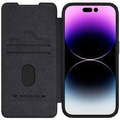 slomart usnjen ovitek s pokrovom za kamero za iphone 15 pro max nillkin qin pro leather - black