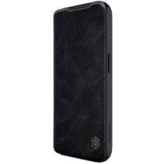 slomart usnjen ovitek s pokrovom za kamero za iphone 15 pro max nillkin qin pro leather - black