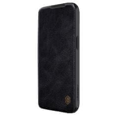 slomart usnjen ovitek s pokrovom za kamero za iphone 15 plus nillkin qin pro leather - black