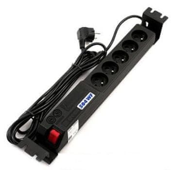 ACAR 19" distribucijska plošča 5x 230V, CSN, kabel 3m, prenapetostna zaščita, filter proti motnjam, 2x varovalka