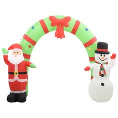 Vidaxl Napihljiva božična dekoracija Božiček in snežak obok LED 223 cm