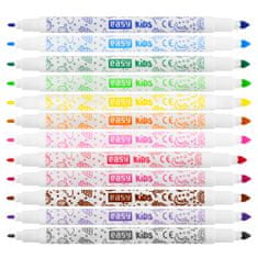 EASY Kids TWIN Dvostranski markerji z vonjem, pralni, 12 barv