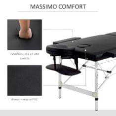 HOMCOM HOMCOM zložljiva lesena masažna miza, nastavljiva višina in transportni kovček za kozmetičarko in terapevta, črna