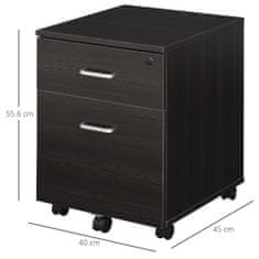 VINSETTO Vinsetto lesena pisarniška omara, 2 predala, zaklepanje z 2 ključema, črna, 40 × 45 × 55,6 cm