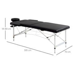 HOMCOM HOMCOM zložljiva lesena masažna miza, nastavljiva višina in transportni kovček za kozmetičarko in terapevta, črna