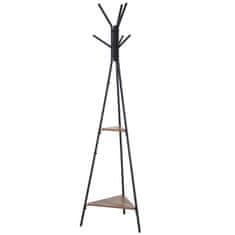 HOMCOM HOMCOM obešalnik za oblačila z dvema policama in šestimi kljukami v industrijskem slogu v črni in rjavi barvi 32,5 x 45,5 x 182 cm
