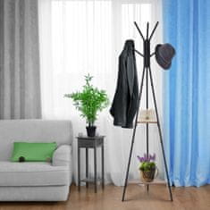 HOMCOM HOMCOM obešalnik za oblačila z dvema policama in šestimi kljukami v industrijskem slogu v črni in rjavi barvi 32,5 x 45,5 x 182 cm