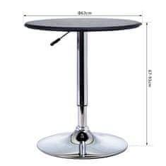 HOMCOM HOMCOM kromirana barska mizica, okrogla mizica z nastavljivo višino in sistemom za dvigovanje, 360° vrtljiva okrogla plošča Φ63x67-93cm