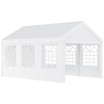 OUTSUNNY Outsunny Zunanji zunanji gazebo poročni party šotor beli jekleni okvir (6m x 4m x2,8m)