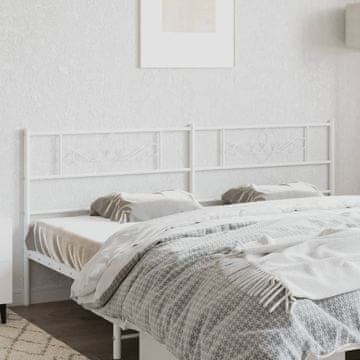 Vidaxl vidaXL Kovinsko vzglavje postelje, belo, 200 cm