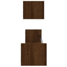Vidaxl Stenske police s prečkami 2 kosa rjavi hrast 80x16x14 cm