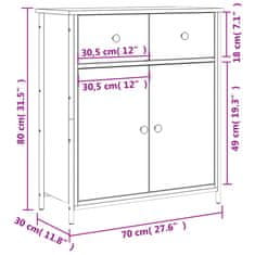 Vidaxl Komoda dimljeni hrast 70x30x80 cm inženirski les