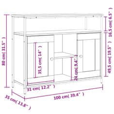 Vidaxl Komoda črna 100x35x80 cm inženirski les