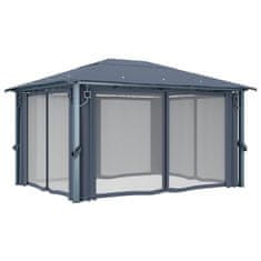 Vidaxl Paviljon z zaveso 400x300 cm antraciten aluminij