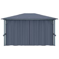 Vidaxl Paviljon z zaveso 400x300 cm antraciten aluminij