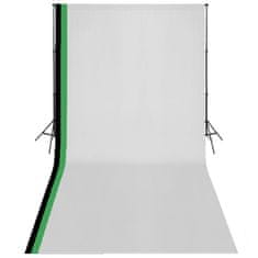 Vidaxl Komplet za fotografski studio 3 ozadja iz bombaža in okvir 3x6m