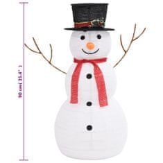 Vidaxl Okrasni novoletni snežak LED razkošno blago 90 cm