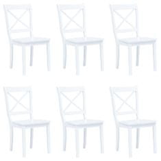 Vidaxl Jedilni stoli 6 kosov beli trdni kavčukovec