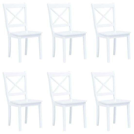 Vidaxl Jedilni stoli 6 kosov beli trdni kavčukovec