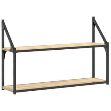 Vidaxl Stenska polica 2-nadstropna sonoma hrast 80x21x51 cm inž. les