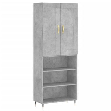 Vidaxl Visoka komoda betonsko siva 69,5x34x180 cm inženirski les